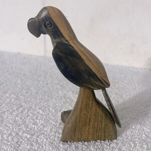 Vintage Carved Two Tone Wood  Parrot Figurine